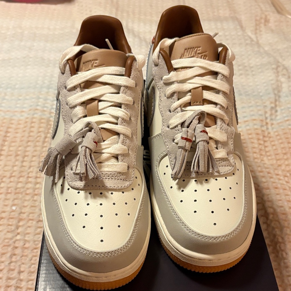 Nike Cream and Tan Sneakers with Tassel Laces